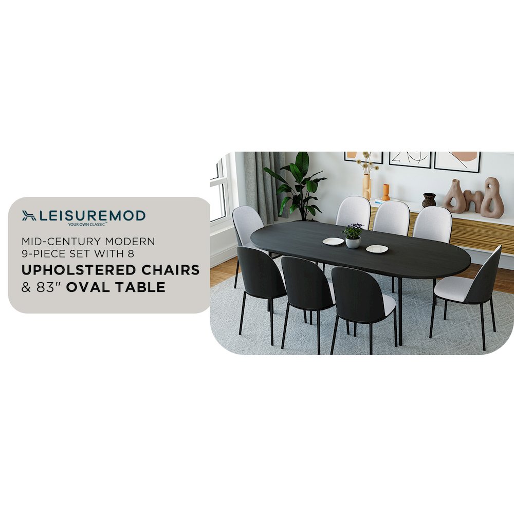 Tule 9-Piece Dining Set in Steel Frame with 8 Upholstered Seat Dining Table. Picture 22