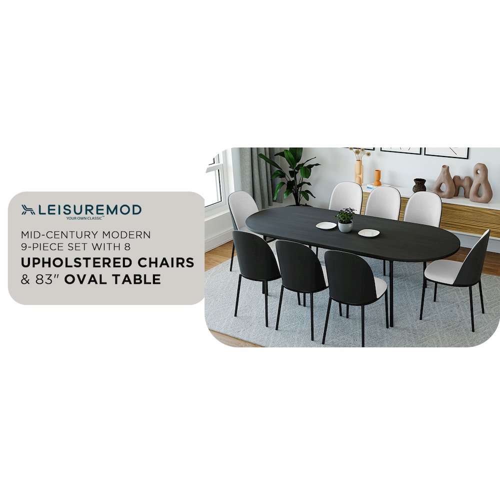 Tule 9-Piece Dining Set in Steel Frame with 8 Upholstered Seat Dining Table. Picture 21