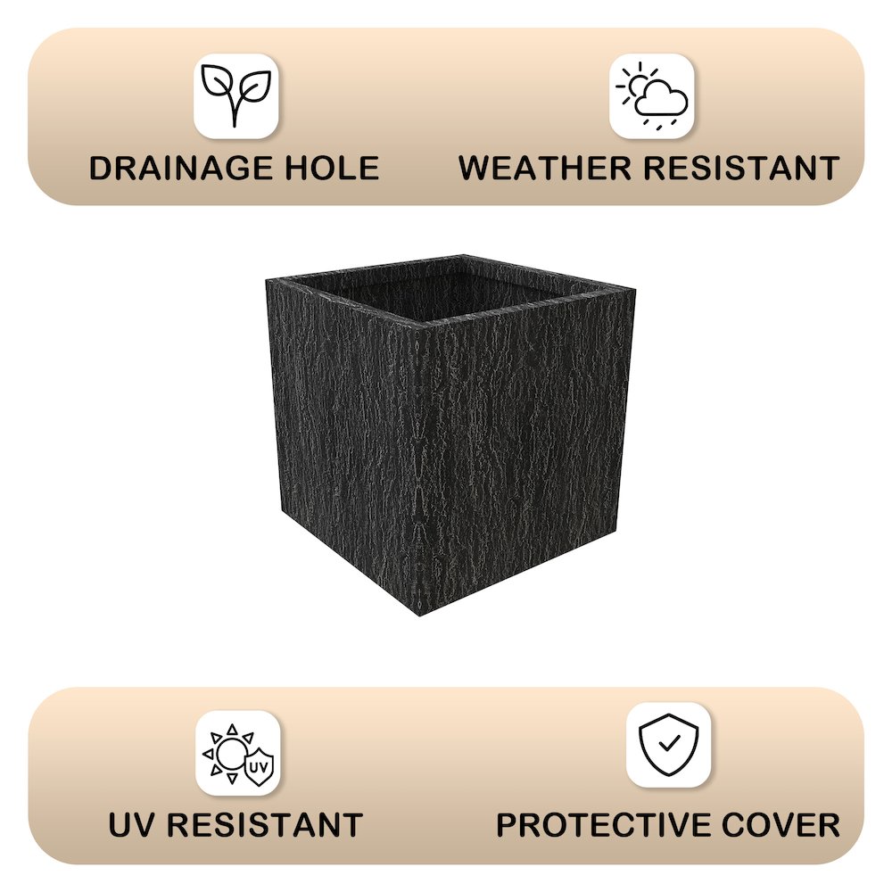 Verdura Series Cubic Poly Stone Planter in Dotted Blck 21.7 Cube. Picture 19