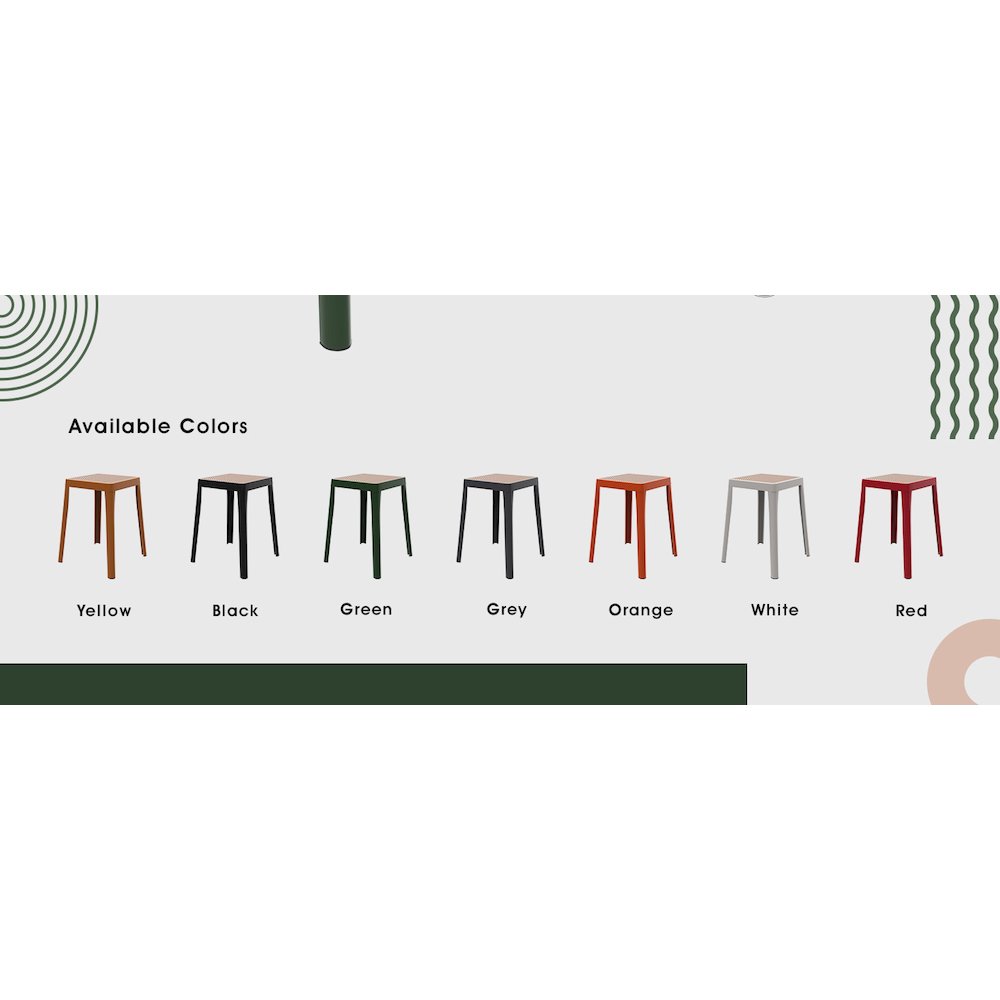 Tresse Series Stackable Poly Stool With Wicker Top 12 in Green. Picture 15