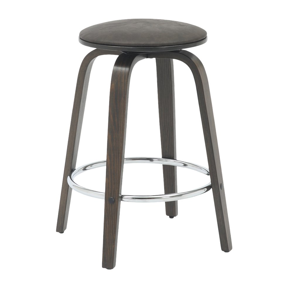 Wooden Counter Stool Pelya Collection Modern Style Walnut Glazed color in Brown. Picture 3