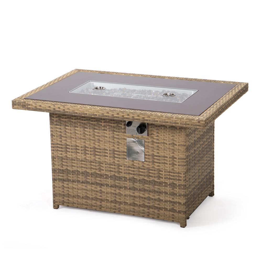 Mace Wicker Patio Modern Propane Fire Pit Table. Picture 10