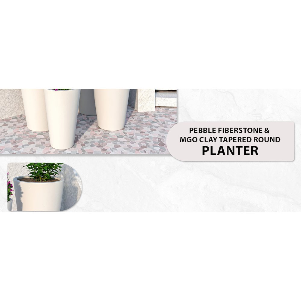 Pebble Series Poly Stone Planter 19.7." Dia 27.6" High in White. Picture 2