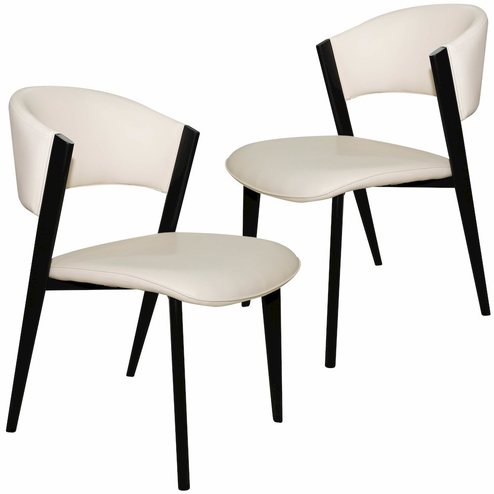 Aspen Collection Modern Dining Chair Black Frame in White Set of 2. Picture 2