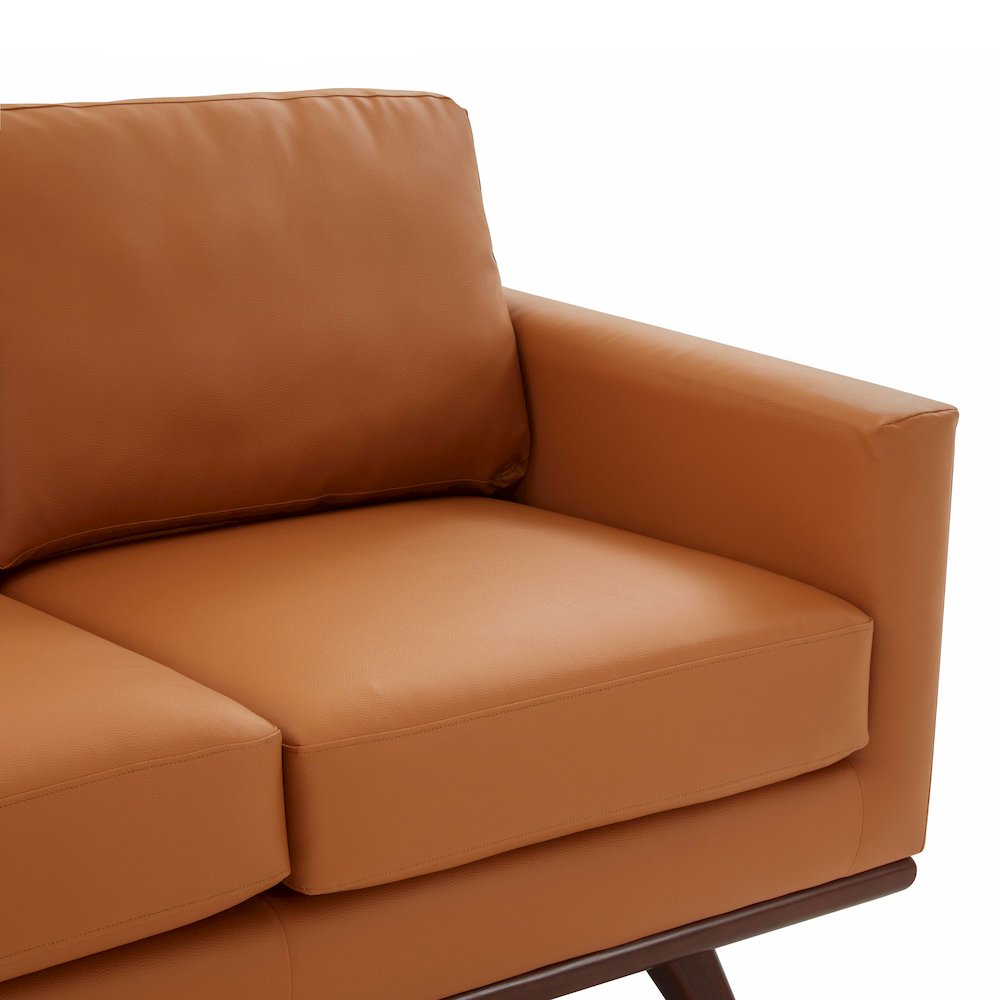 Chester Modern Leather Loveseat With Birch Wood Base. Picture 11