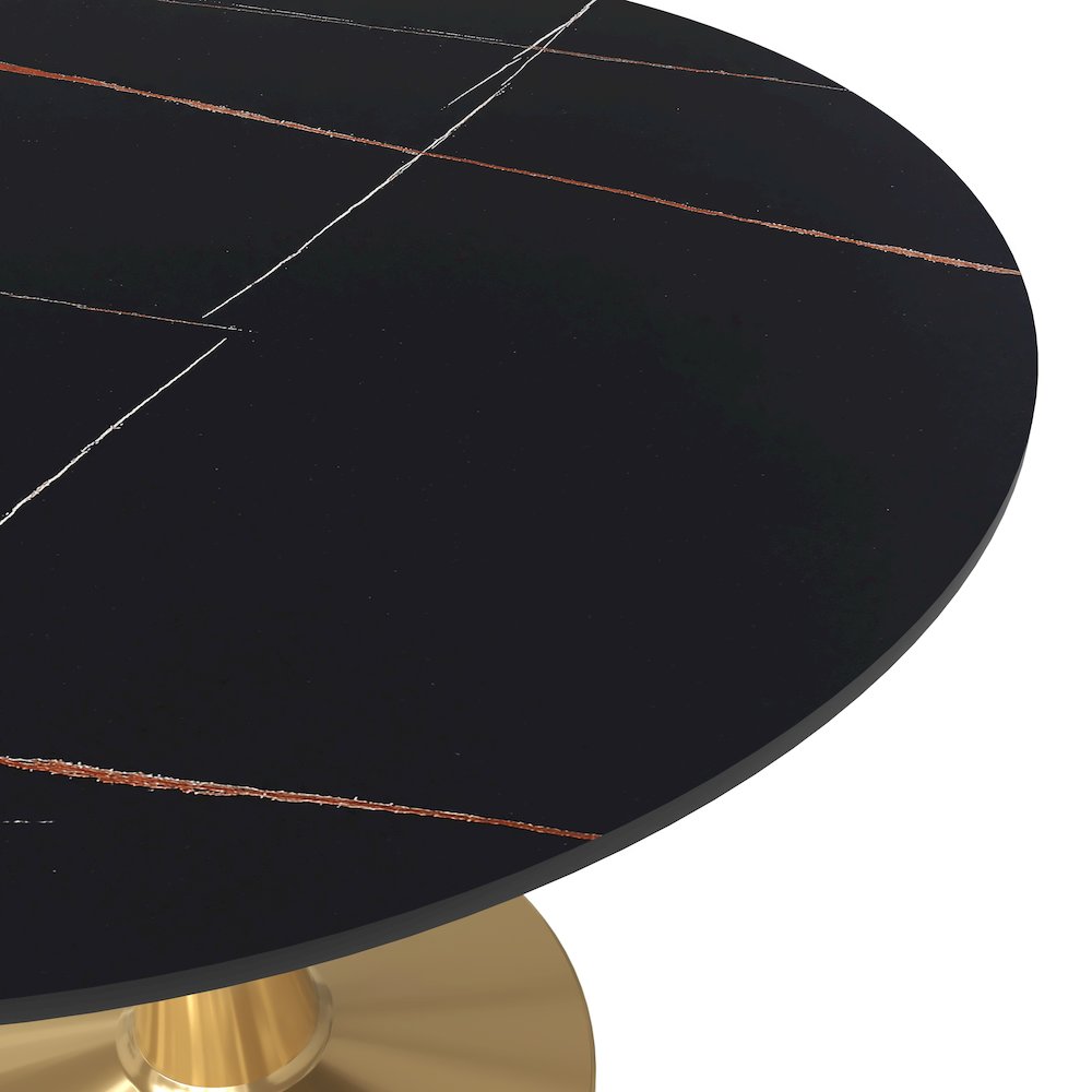 Bristol 40" round dining table Gold base with Black Sintered stone Top. Picture 5