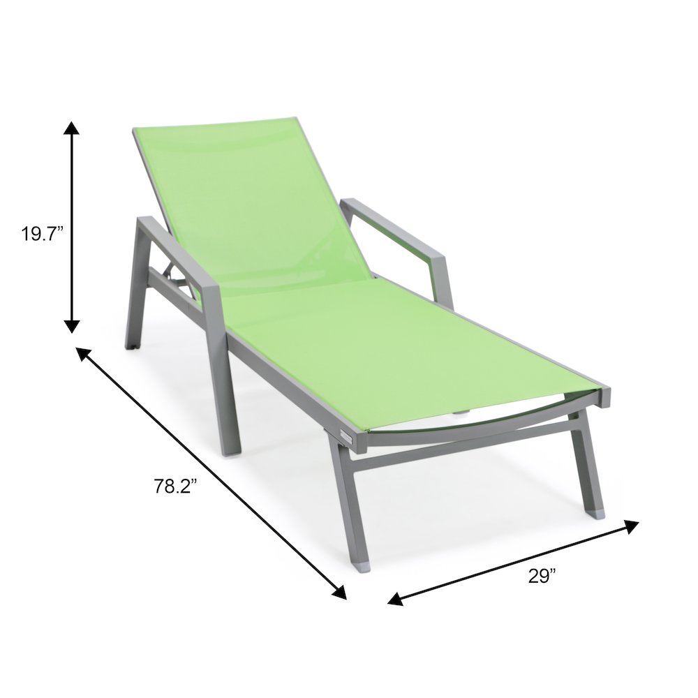 Marlin Patio Chaise Lounge Chair With Armrests in Grey Aluminum Frame. Picture 16