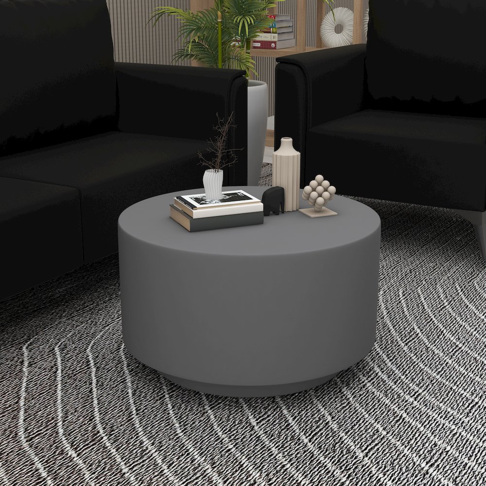 Terra Collection Fiberglass Outdoor Coffee Table In Grey. Picture 15