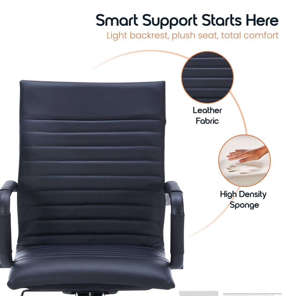 Harris Leather Home High-Back Office Chair in Black. Picture 12