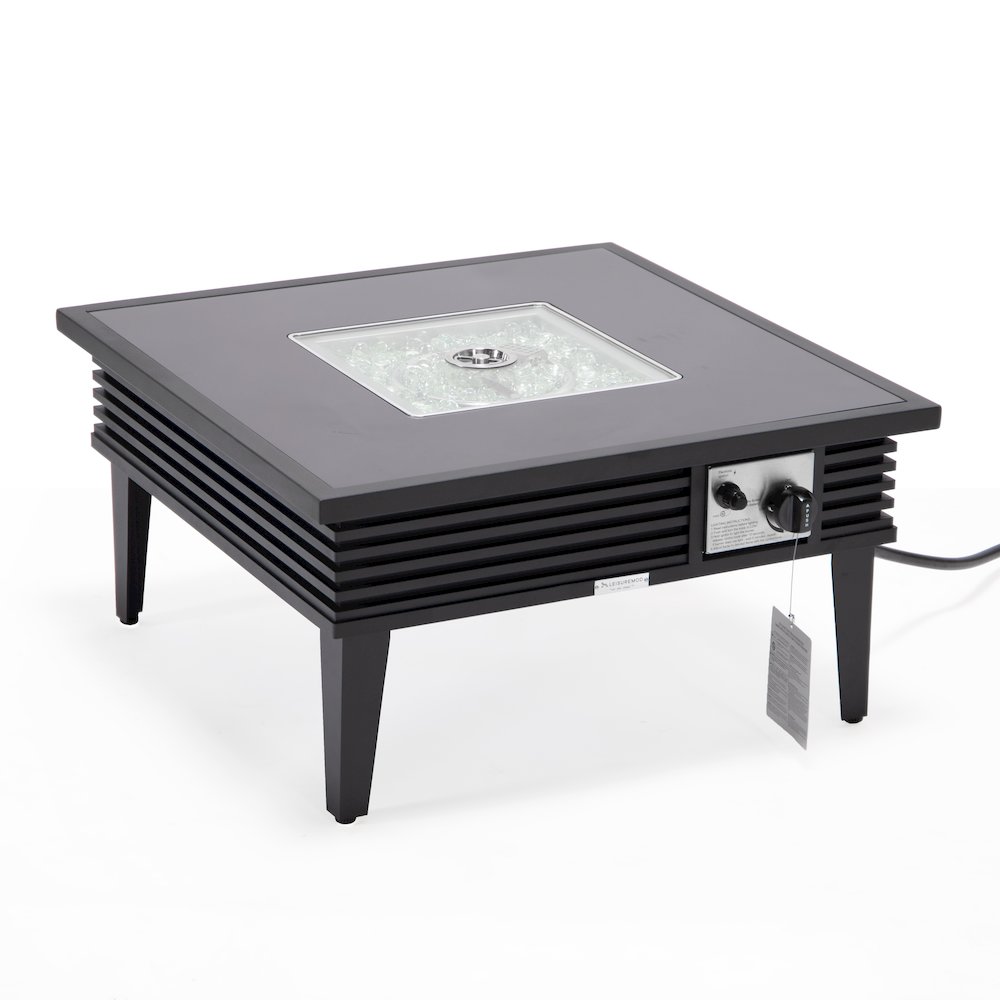 Walbrooke Outdoor Patio Aluminum Square Slats Design Fire Pit Side Table. Picture 4
