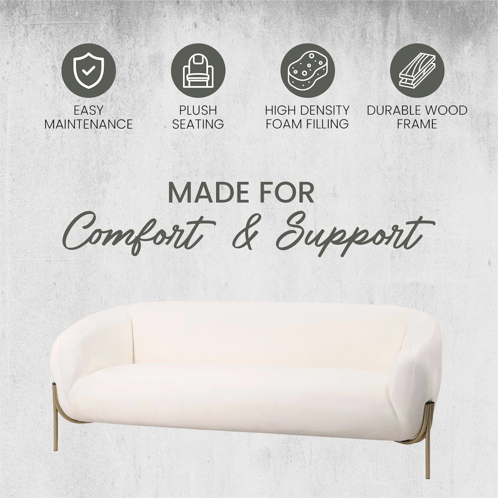 Zuno Three-Seater Sofa Upholstered in Velvet Wide Couch. Picture 3