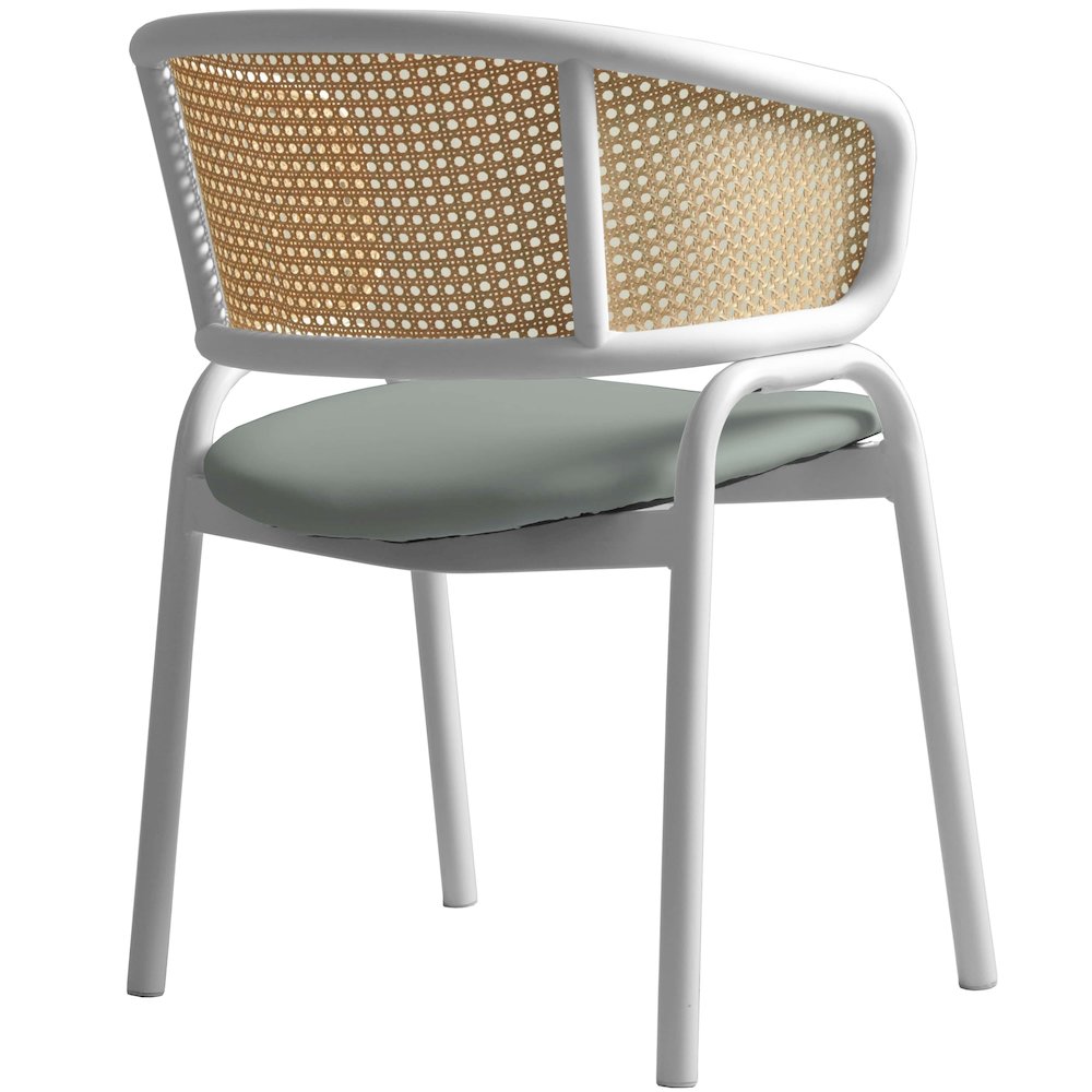 Ervilla - Dining Chair - White frame in Grey Leather Set of 2. Picture 11