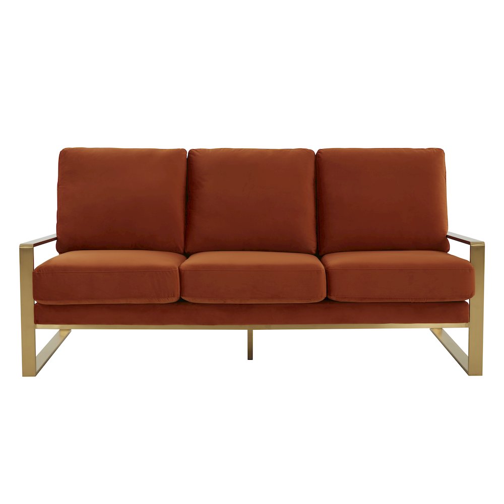 Jefferson Contemporary Modern Design Velvet Sofa With Gold Frame.. Picture 3