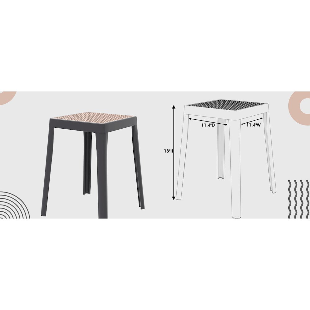 Mosaic Collection Modern Dining Chair in Charcoal Fabric - Set of 2. Picture 27