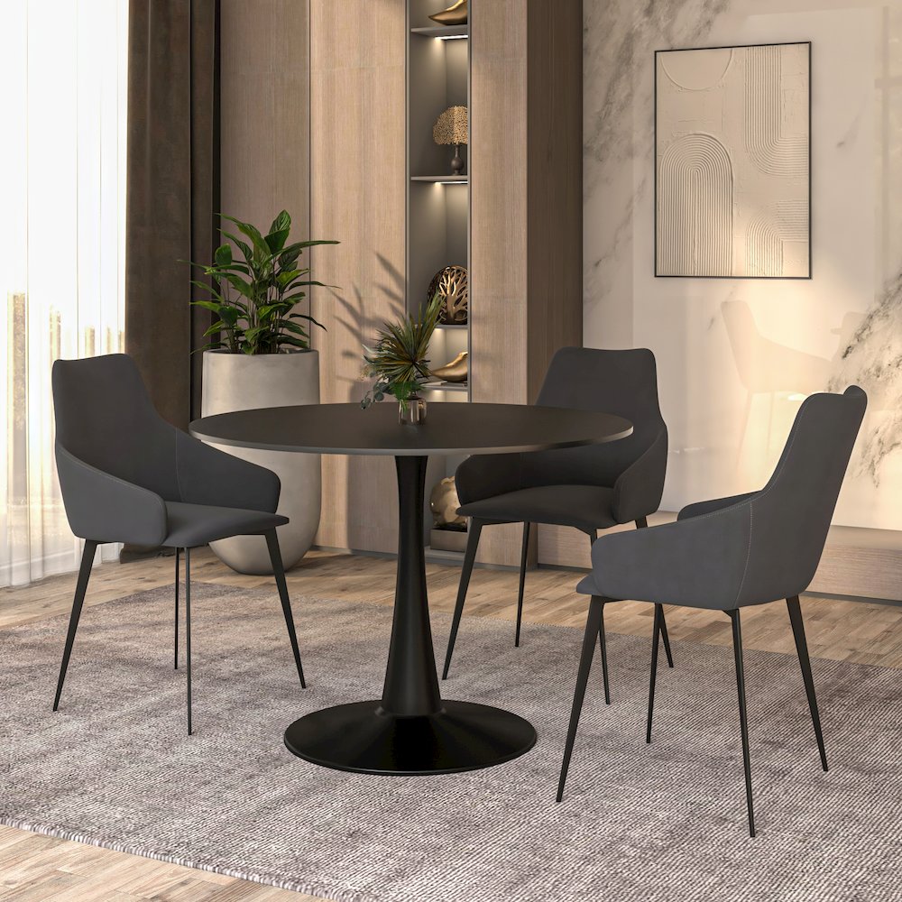 Bristol, 40" Round dining table in Black Base with Black top. Picture 6