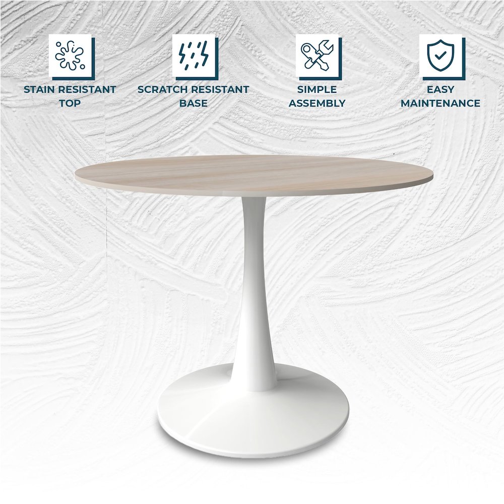 Bristol 40" round dining table White base with marbled MDF top. Picture 21