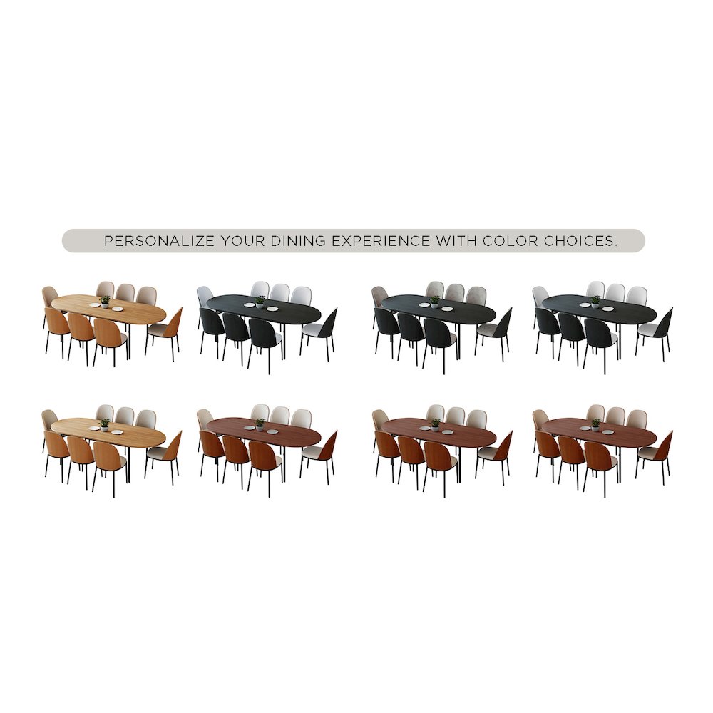 Tule 9-Piece Dining Set in Steel Frame with 8 Upholstered Seat Dining Table. Picture 25