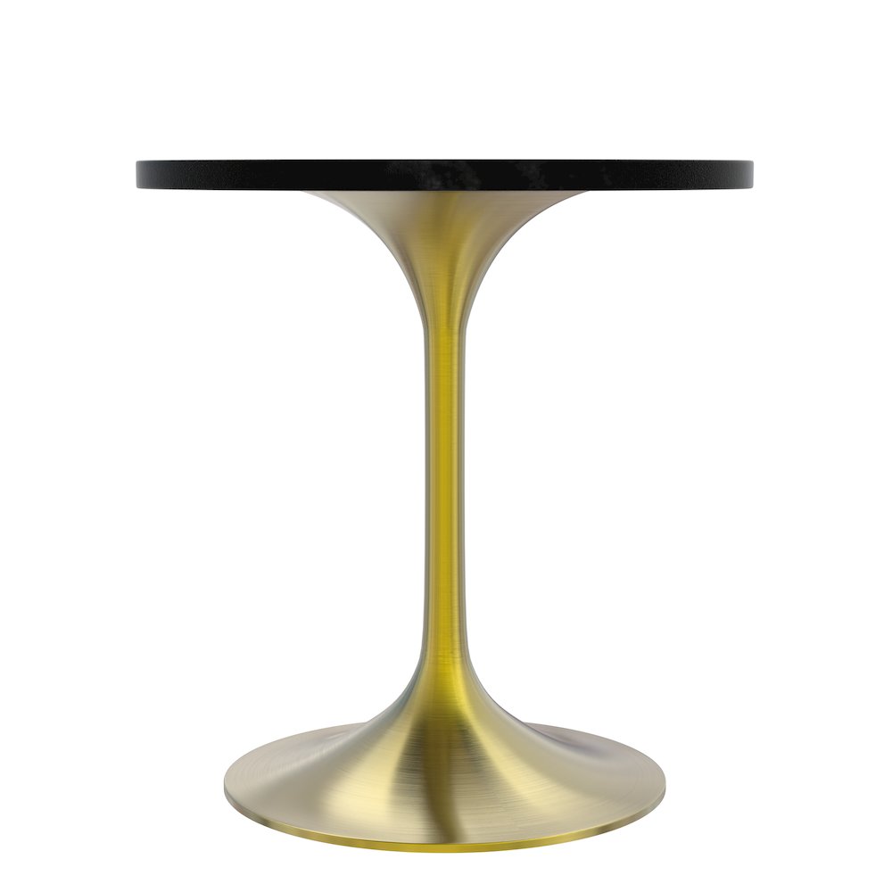 Verve Collection 27" Round Dining Table, Brushed Gold Base with Black MDF Top. Picture 9