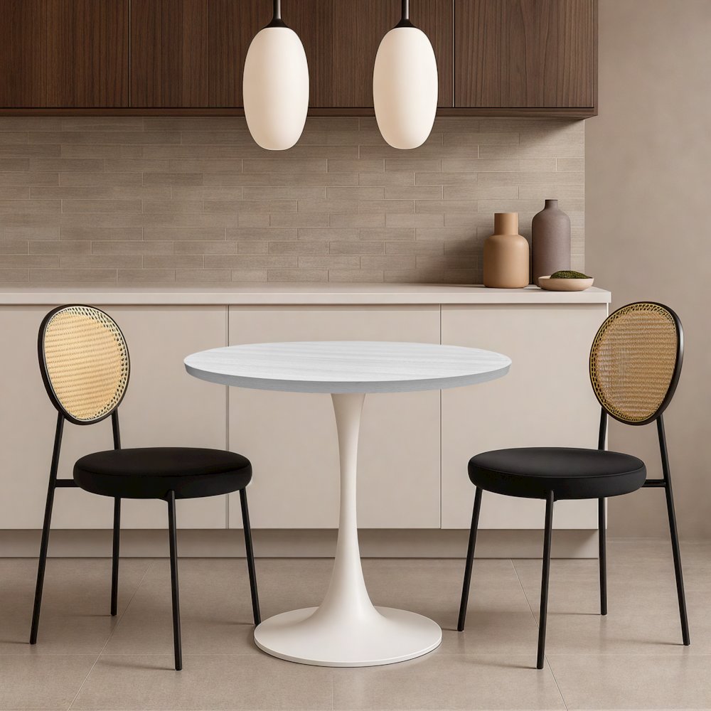 Bristol Dining table, White Base with 36" Round Light Natural MDF top. Picture 5