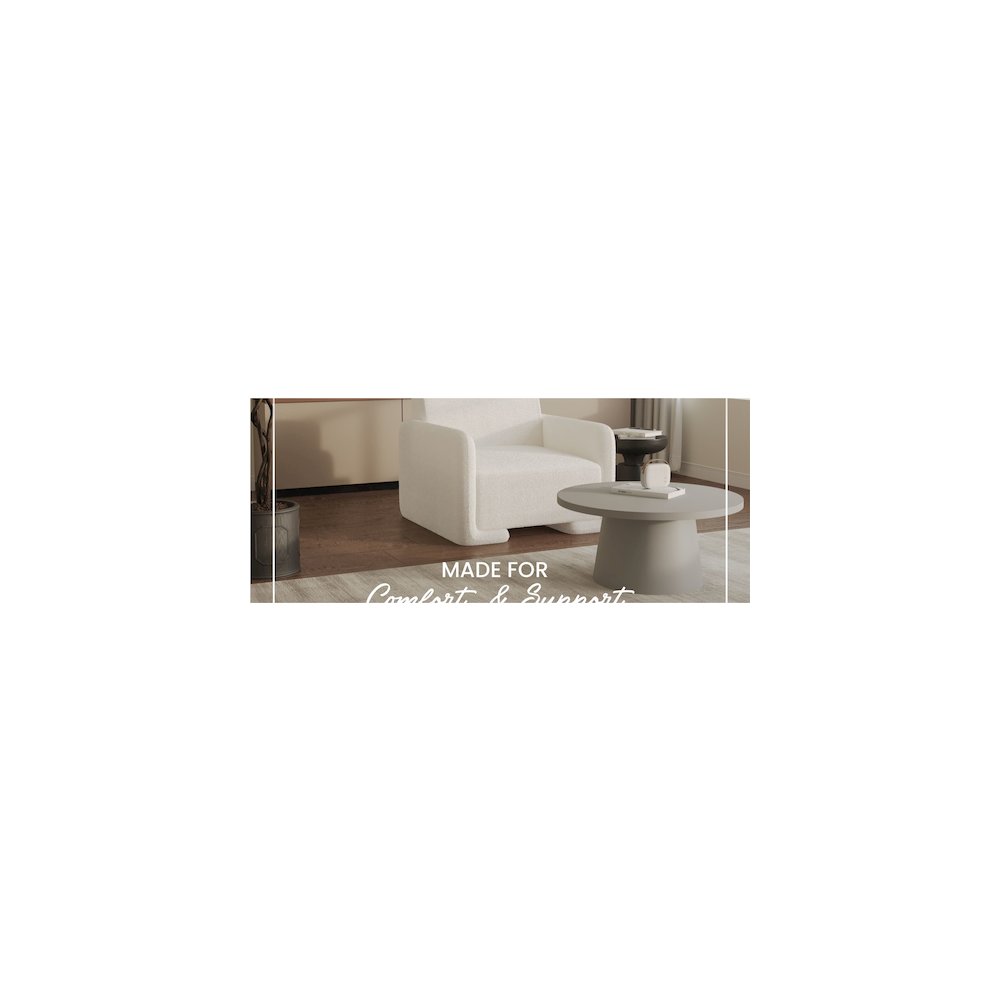 Nyta Collection Modern Accent Chair in White Boucle. Picture 23