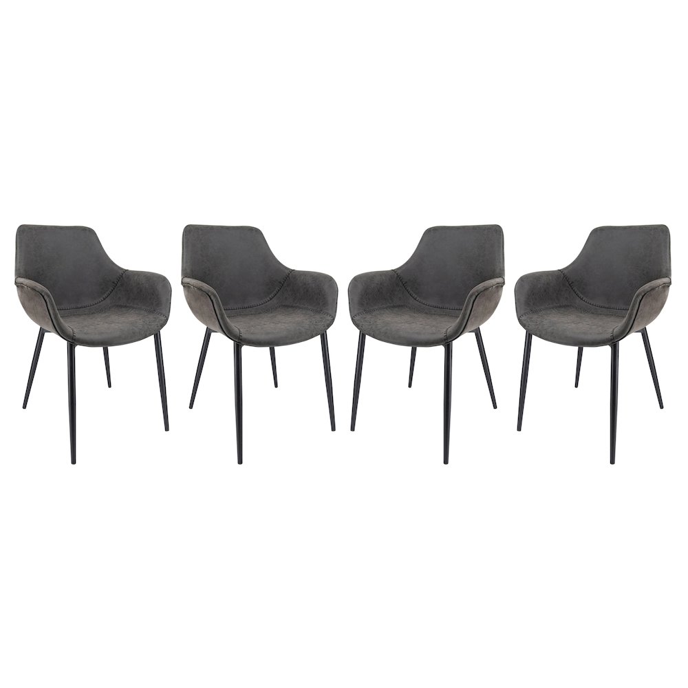 Markley Modern Leather Dining Arm Chair With Metal Legs Set of 4. Picture 10