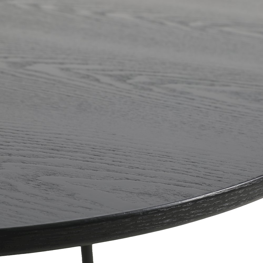 Tule Modern 83" Oval Dining Table with MDF Top and Black Steel Legs in Black. Picture 8