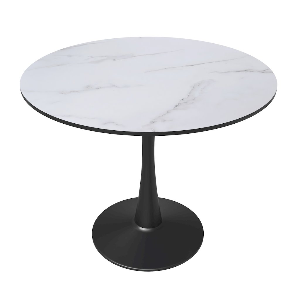 Bristol 35" round dining table Black base with marbled MDF top. Picture 8