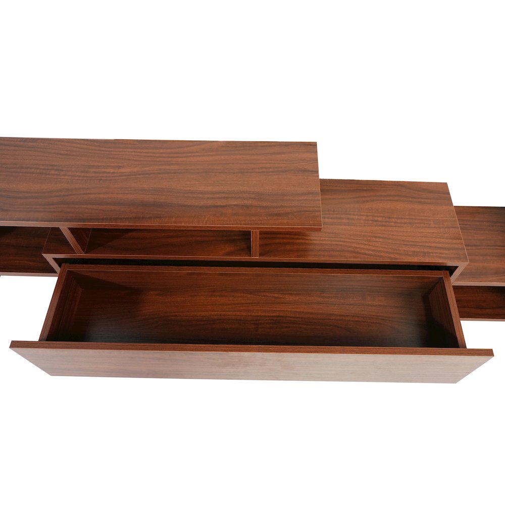 Surrey Modern TV Stand with MDF Shelves and Bookcase in Walnut. Picture 16