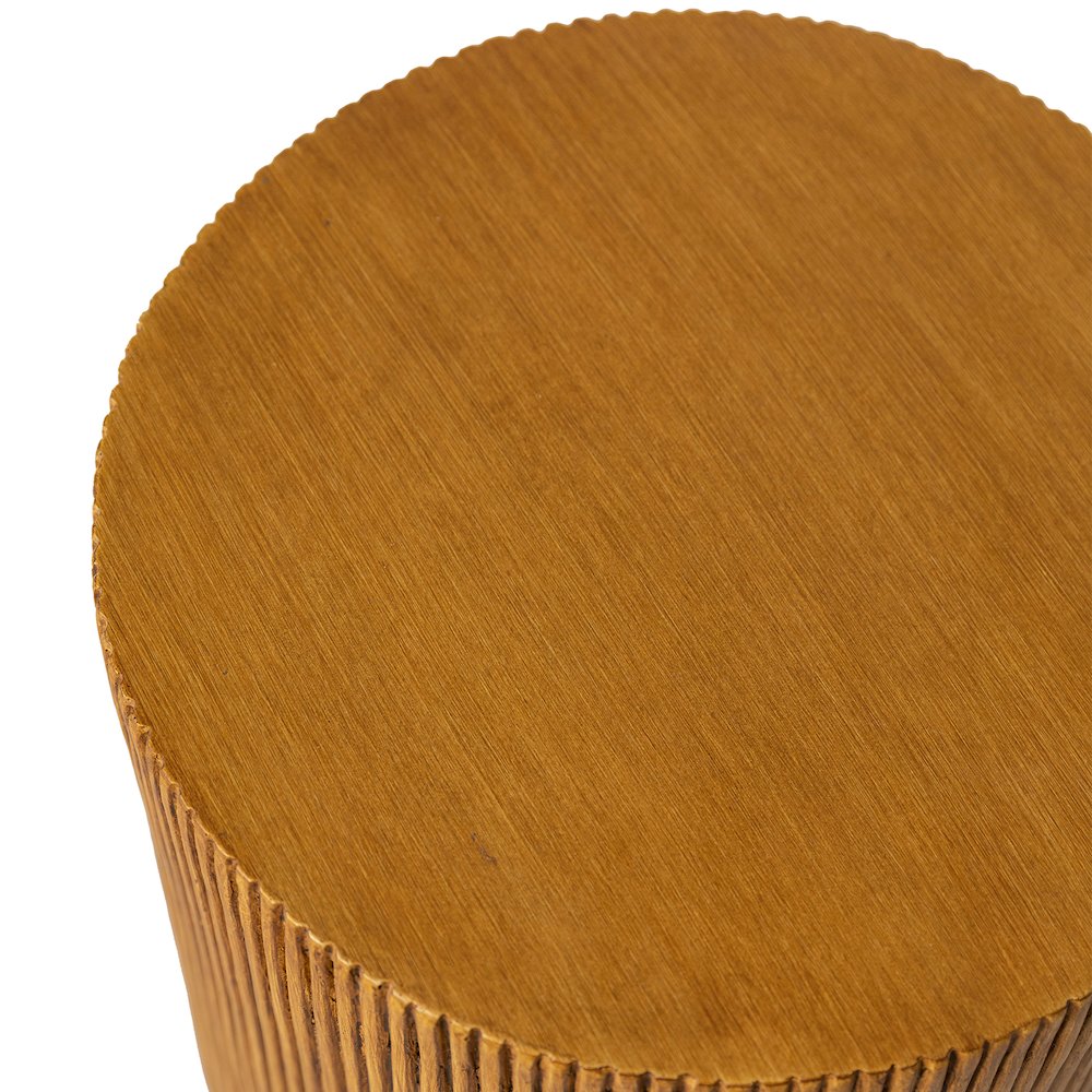 Eden Collection Fiberglass Outdoor Side Table in Wood Brown. Picture 11