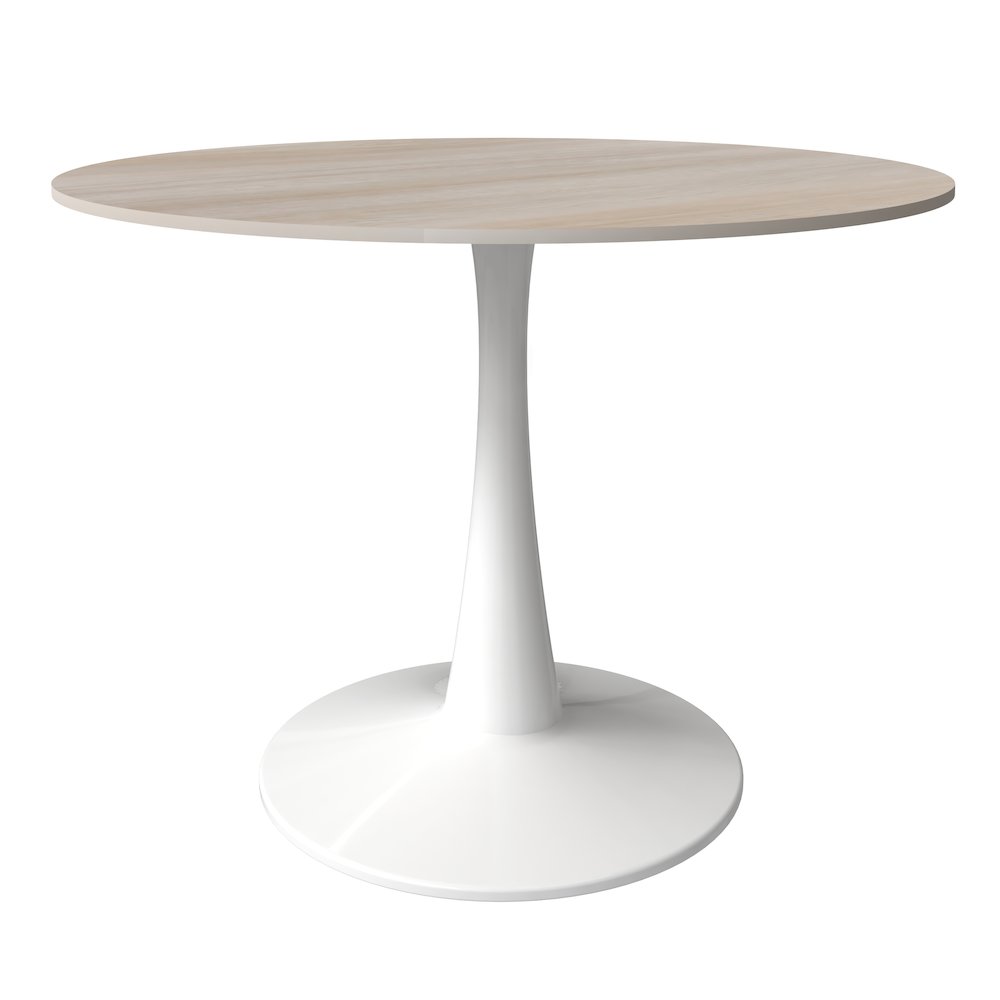 Bristol 40" round dining table White base with marbled MDF top. Picture 1