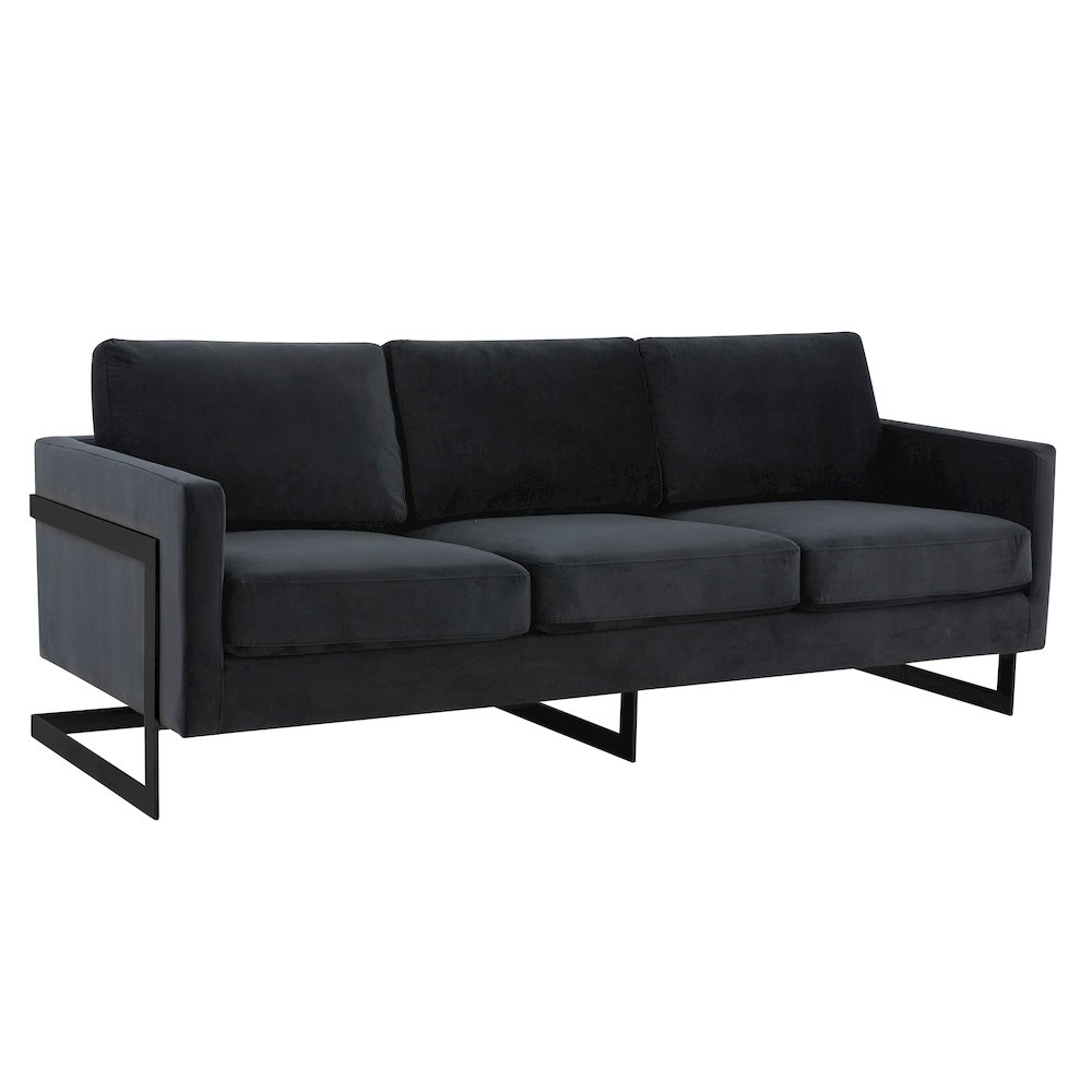 Lincoln Black Velvet Sofa With Black Frame. Picture 6