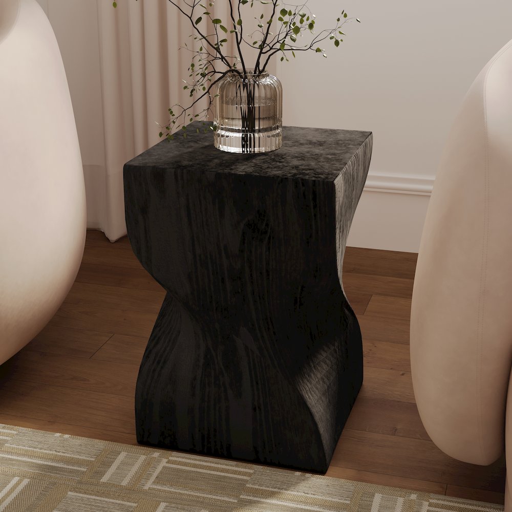 Onyx Collection Fiberglass Outdoor Side Table in Black. Picture 11