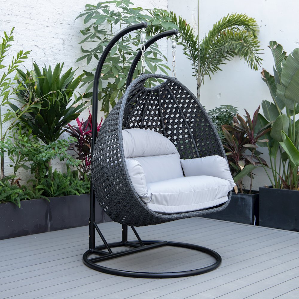 Mendoza Charcoal Wicker Hanging 2 person Egg Swing Chair. Picture 2