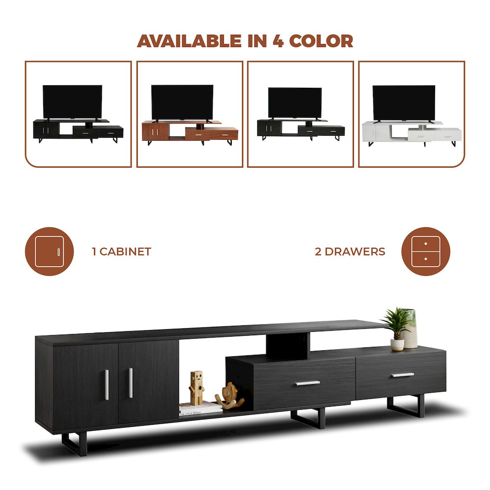 Avery Mid-Century Modern TV Stand with MDF Cabinet and Powder Coated Steel Legs. Picture 27