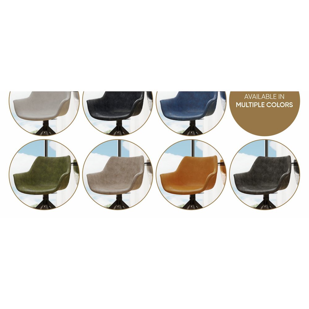 Markley Modern Leather Dining Swival Arm Chair in Black. Picture 16