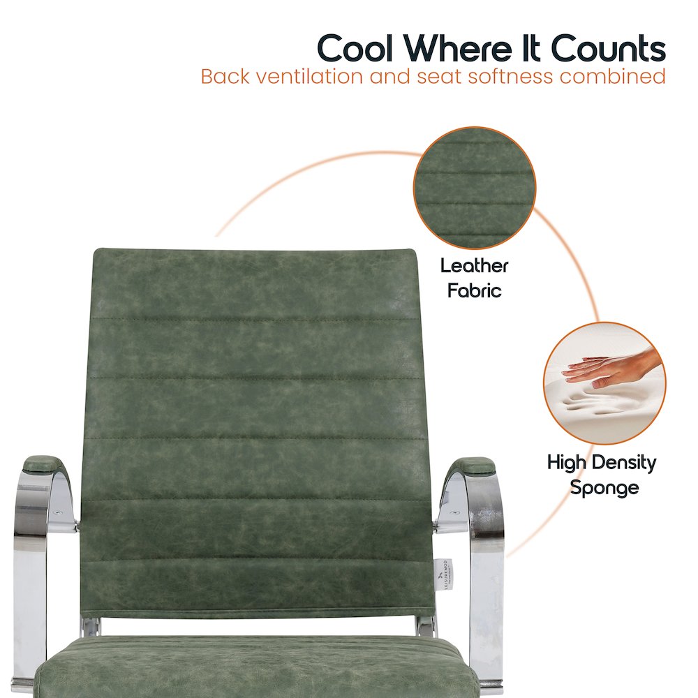 Benmar Home Leather Guest Office Chair in Green. Picture 20