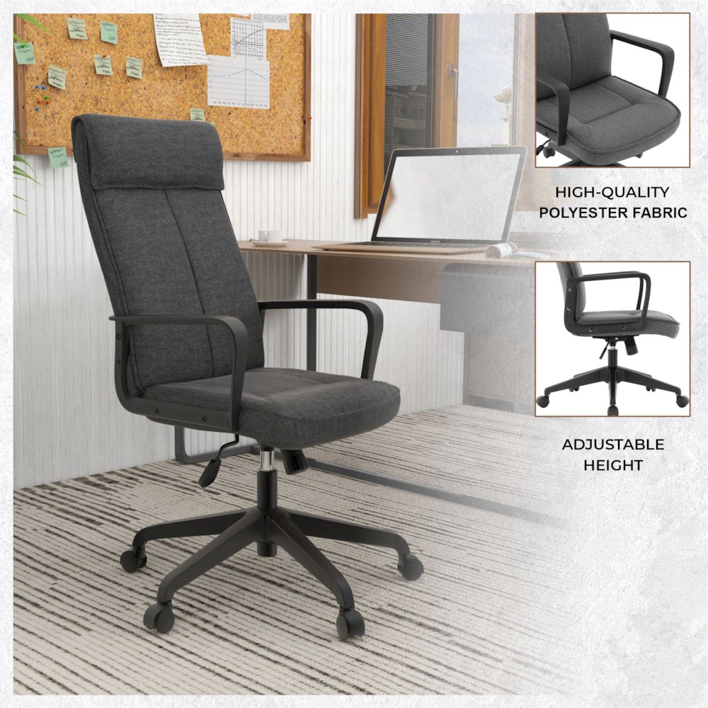 Aiaria Collection Modern Office Chair In Charcoal Fabric. Picture 6