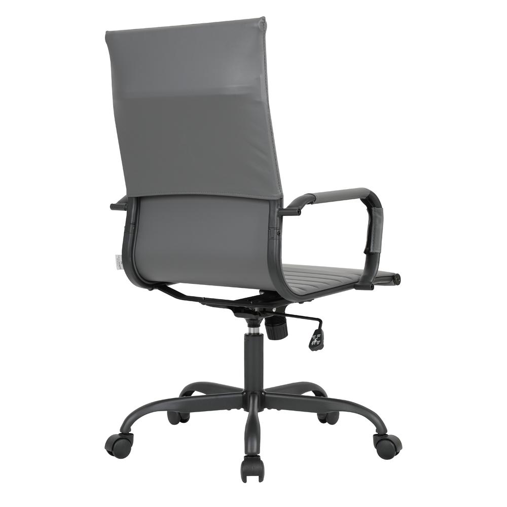Leather Home High-Back Office Chair in Grey With Black Frame. Picture 4
