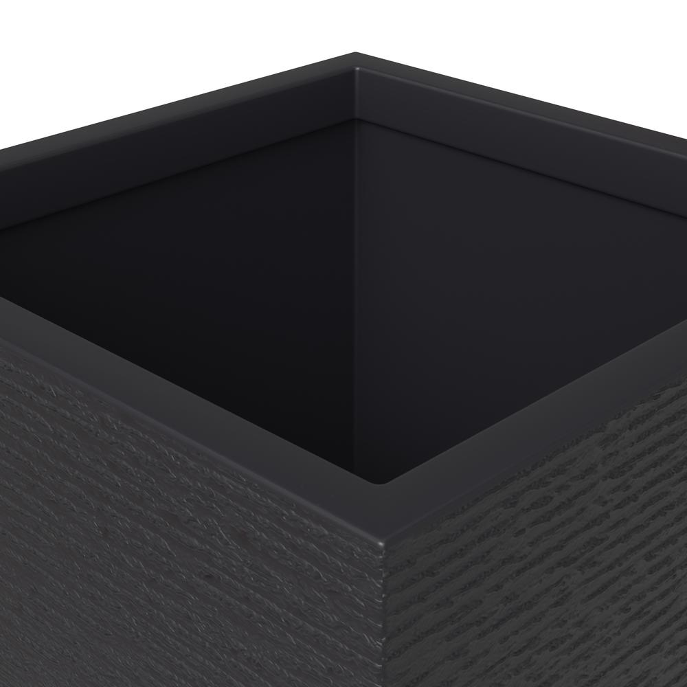 Basalt Series Poly Stone Planter 8.7" Square 19.7" High in Black. Picture 6