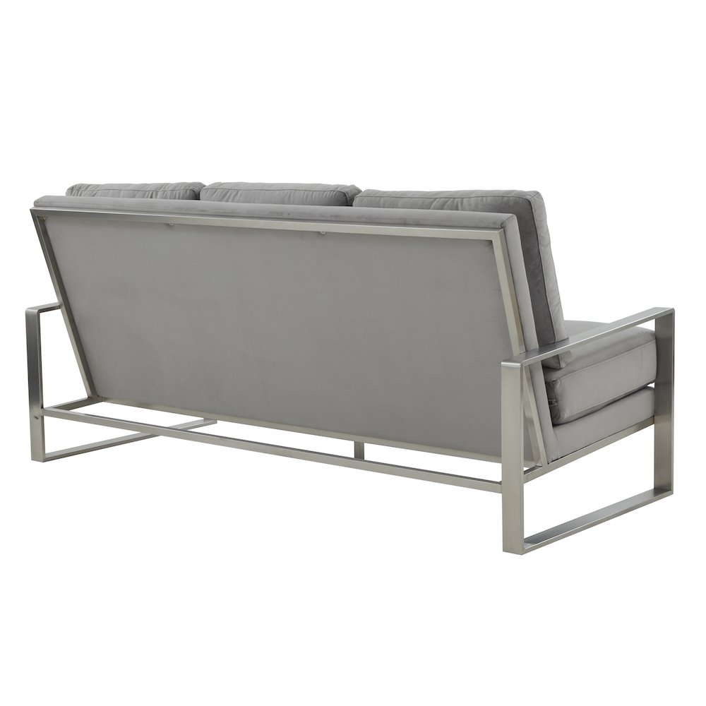 Jefferson Contemporary Modern Design Velvet Sofa With Silver Frame. Picture 5