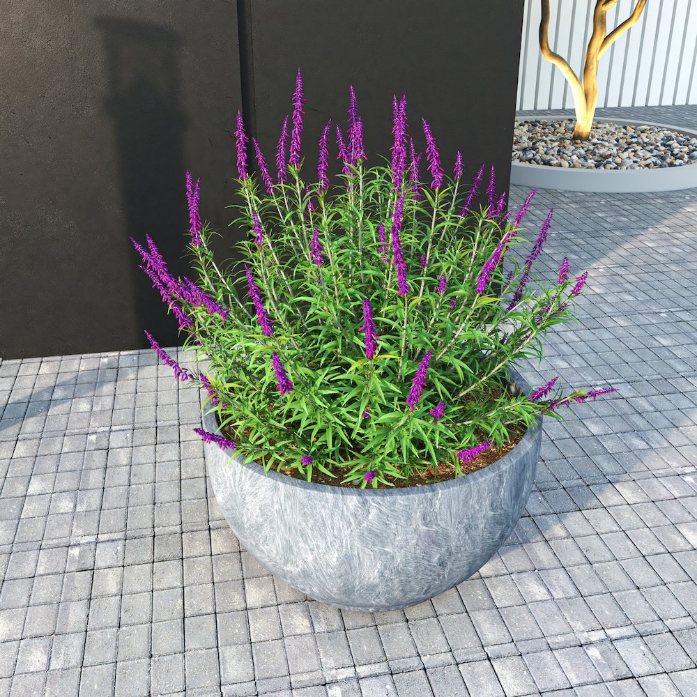Grove Series Hemisphere Poly Clay Planter in Aged Concrete 14.9 Dia, 7.8 High. Picture 8