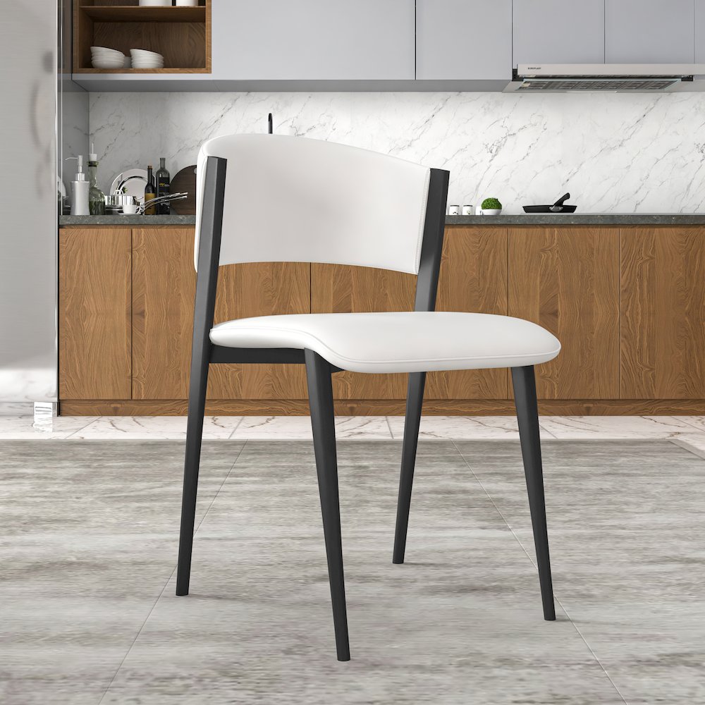 Aspen Collection Modern Dining Chair Black Frame in White Set of 4. Picture 8