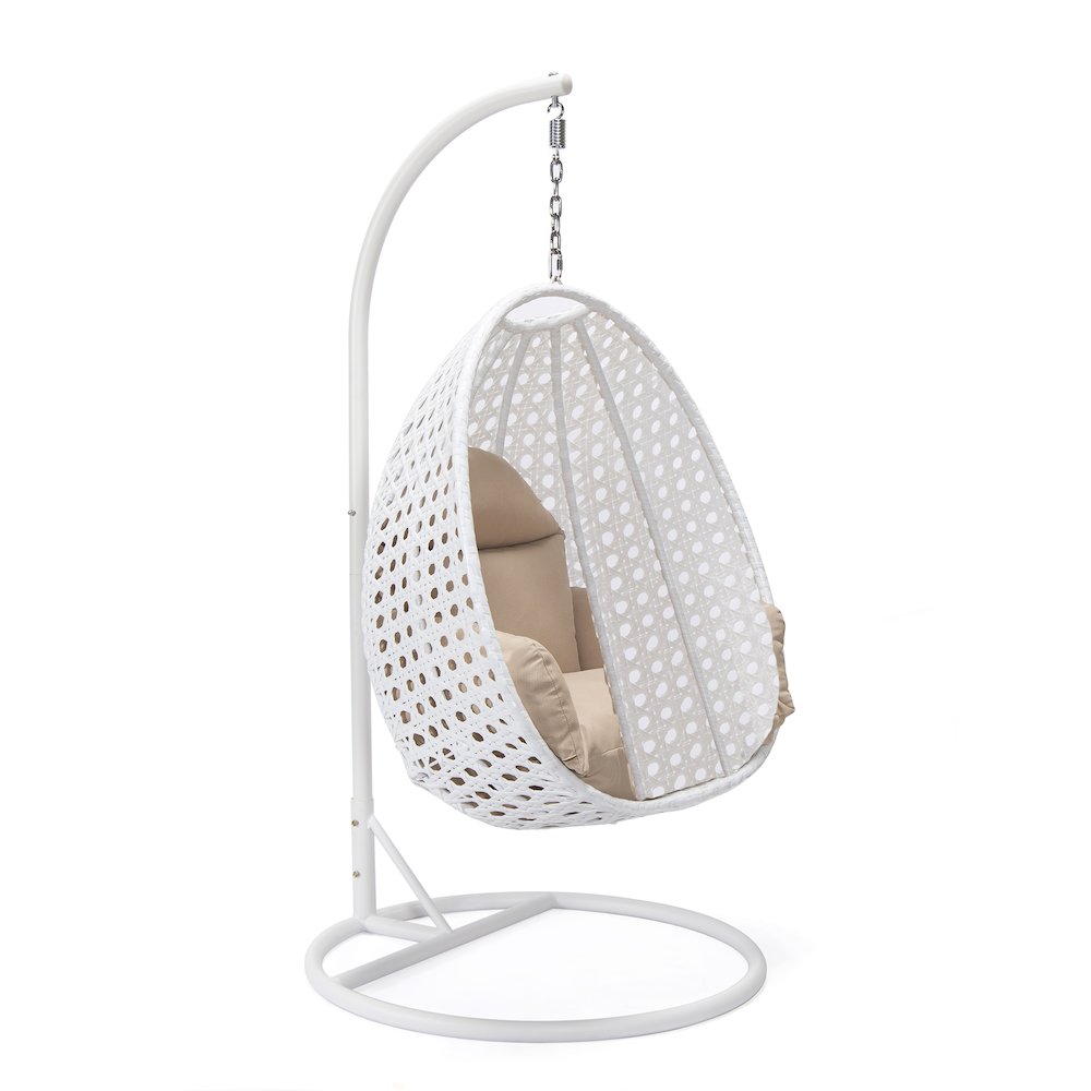 White Wicker Hanging Egg Swing Chair. Picture 11