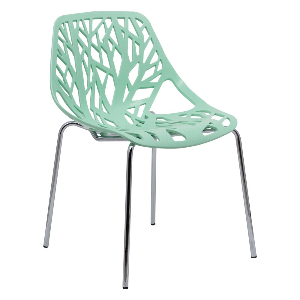 Modern Asbury Dinin Chair With Chromed Legs, Mint. Picture 4