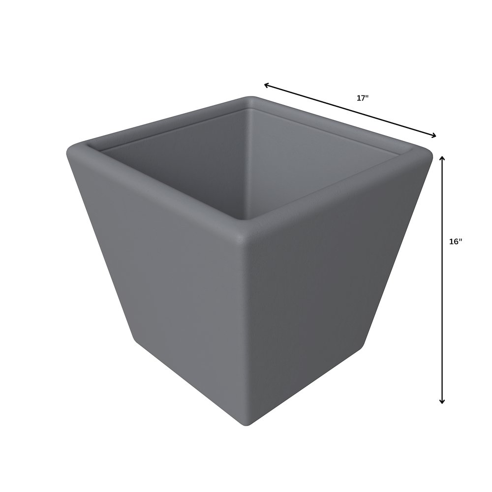 Blossom Series Poly Stone Planter in Dark Grey 17 Dia, 16 High. Picture 14
