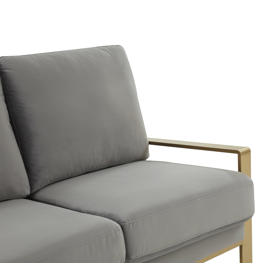 Jefferson Contemporary Modern Design Velvet Sofa With Gold Frame.. Picture 6