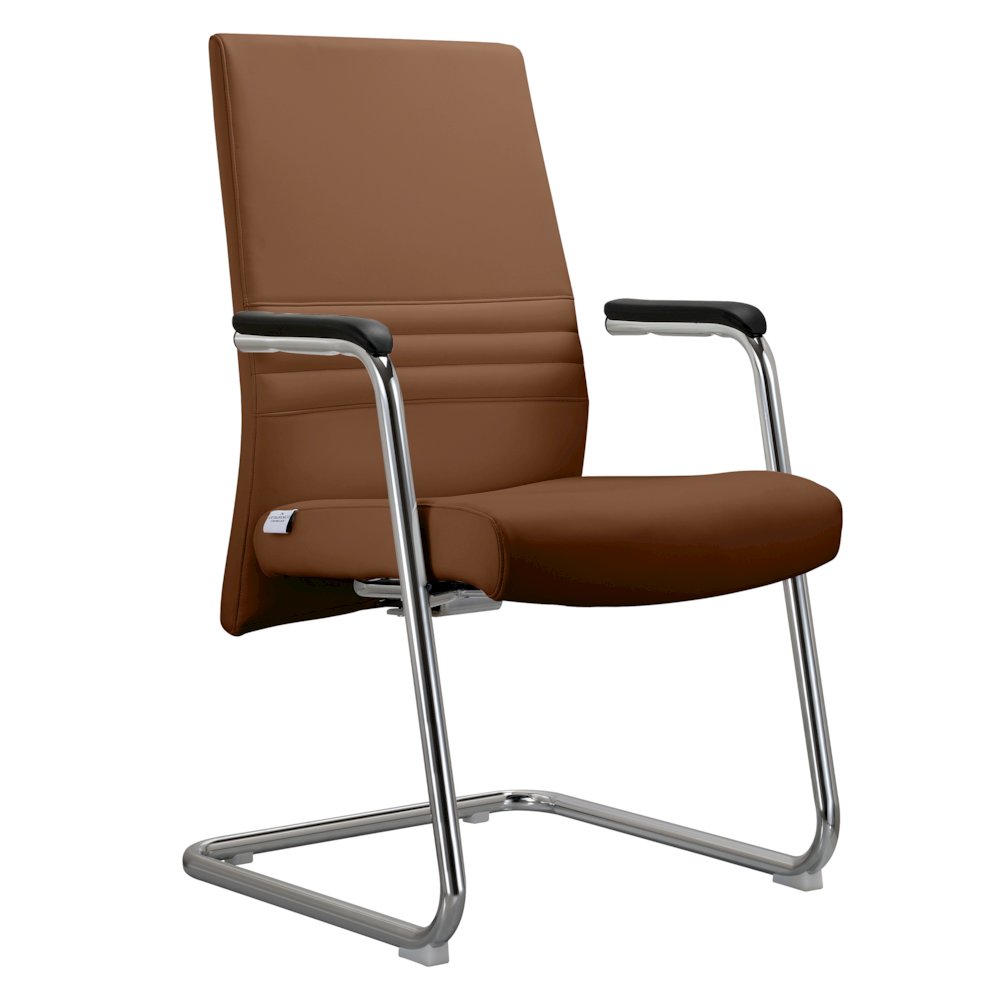 Aleen Series Guest Office Chair In Dark Brown Leather. Picture 11