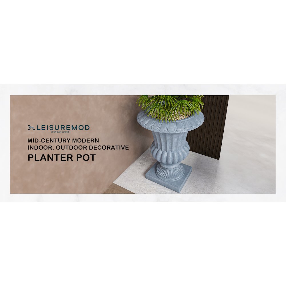 Lotus Series Poly Stone Planter in Aged Concrete, 20 Dia, 28 High. Picture 2