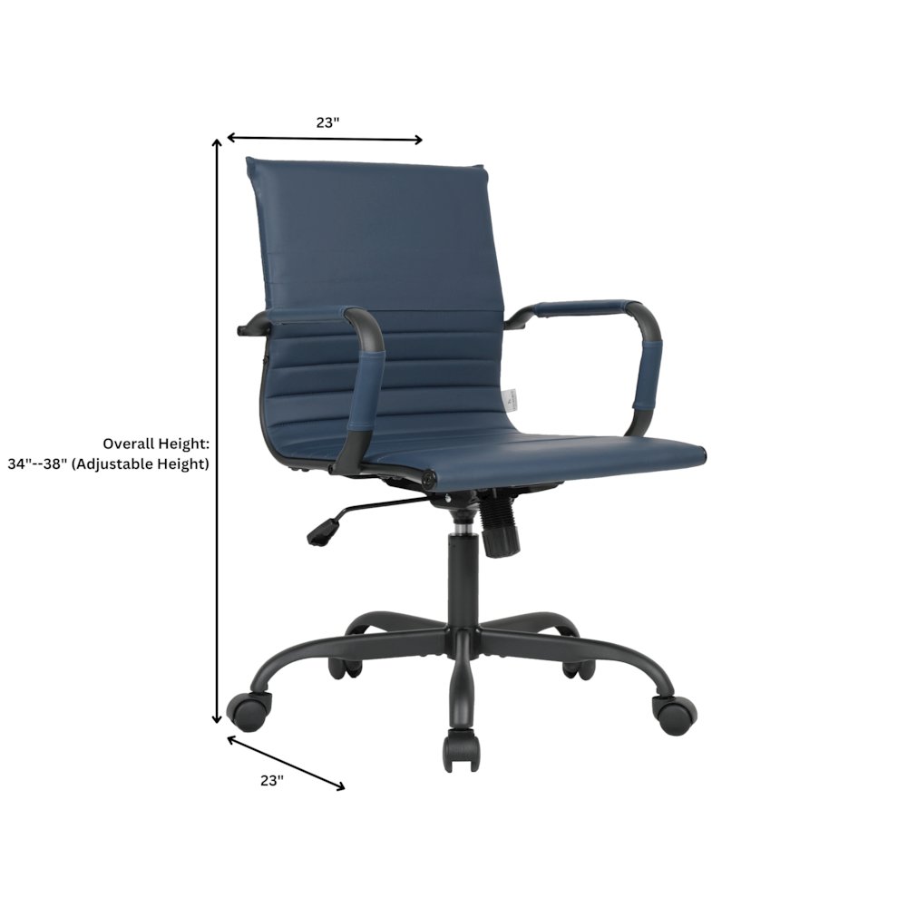 Harris Leather Office Chair in Blue With Black Frame. Picture 1