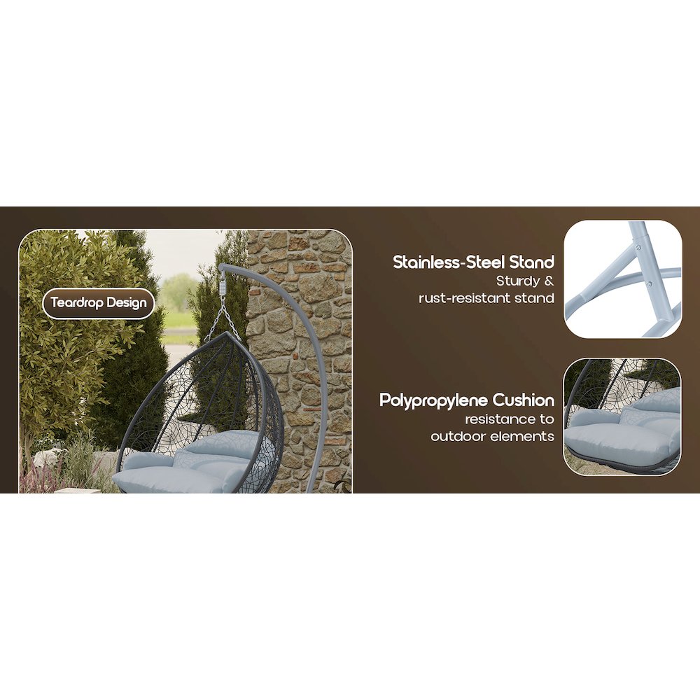 Recluse Collection Modern Outdoor Swing Chair. Picture 15